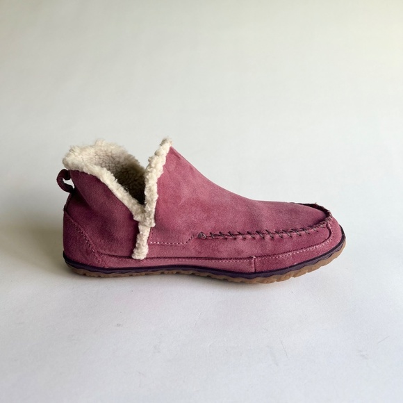 L.L. Bean Dust Pink Suede Faux Fur Lining Rubber Outsole Moccasin Boots size 8 - Picture 5 of 14